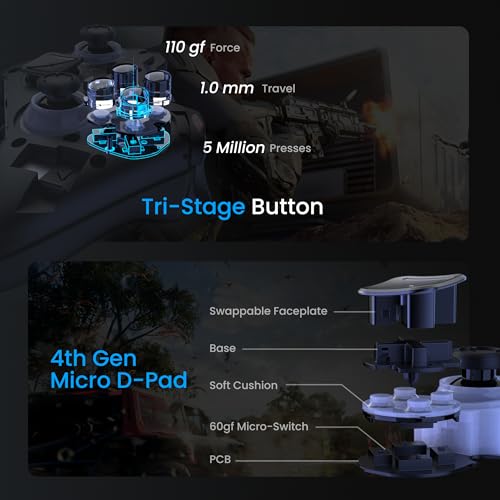 ZD O+ Excellence Wireless PC Controller – Modular Design, Hall Effect Joysticks, Remappable Buttons, RGB & Audio Jack for Switch/Switch2, PC, Android, iOS & Steam (Black) - color: Black