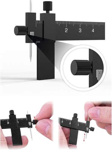 Equidistant Parallel Scriber Isometric Parallel Scribe Carving Ruler Model Cutting Scribed Line T-Shaped Ruler for Figure Kit Miniature Scale Model Hobby Craft Tool Accessories (Black) - color: Black