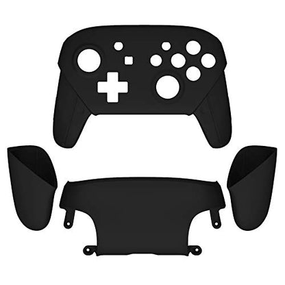 eXtremeRate Black Faceplate Backplate Handles for Nintendo Switch Pro Controller, Soft Touch DIY Replacement Grip Housing Shell Cover for Nintendo Switch Pro - Controller NOT Included - color: Black