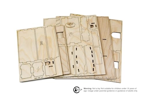 The Broken Token Game Organizer Compatible with King of New York - Wooden Game Organizing Box with Multiple Trays