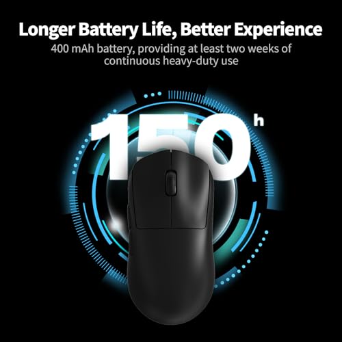 Hexgears H9 Wireless Gaming Mouse, BT5.0/2.4G Hz/USB C Gaming Mice, 12500DPI, 60g Lightweight, 5 Programmable Buttons, Web Driver, 150 hr Battery Life, Gaming Accessories for PC/Laptop/Mac (Black) - color: Black