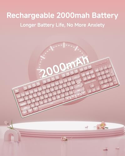 V3 Wireless Keyboard and Mouse Combo, Bluetooth/2.4G Rechargeable Light up Quiet Computer Wireless Keyboard and Mouse with White Backlit, Metal Panel-Pink - color: Upgraded Version - Pink