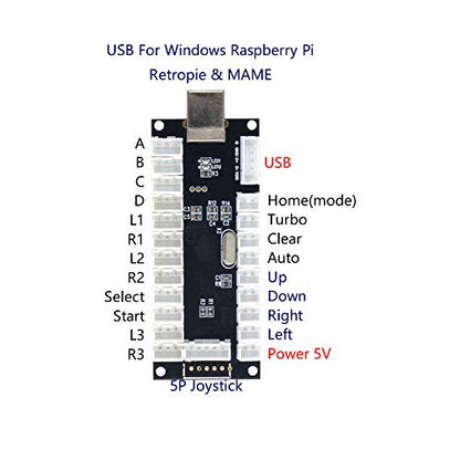 2-Player LED USB Encoder to Arcade Joystick and LED Arcade Buttons for PC, MAME and Retro Pie - color: sanwa