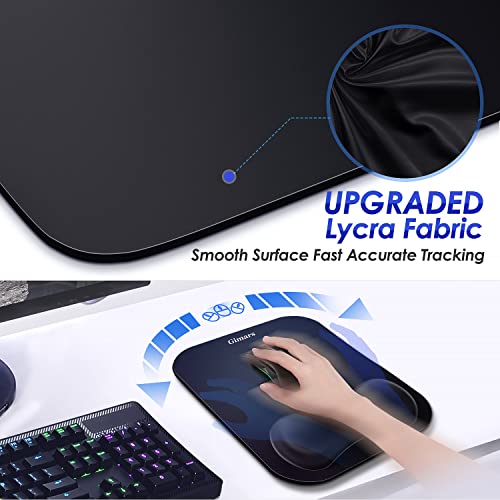 Gimars Large Smooth Superfine Fibre Memory Foam Ergonomic Mouse Pad Wrist Rest Support Mousepad with Nonslip Base for Laptop, Computer, Gaming&Office - color: black