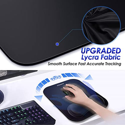 Gimars Large Smooth Superfine Fibre Memory Foam Ergonomic Mouse Pad Wrist Rest Support Mousepad with Nonslip Base for Laptop, Computer, Gaming&Office - color: black