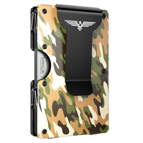 Lenvoten Upgraded Hinged Minimalist Wallet for Men, RFID Blocking Wallet | Slim Metal Aluminum, Credit Card Holder, Money Clip Holds 20 Cards, Premium Scratch-Resistant Finish, Ideal Gift for Men - color: T4-Military Camo