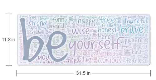 Be Yourself Large Gaming Mouse Pad for Desk, Desk Mat with Seamed Edges, Waterproof Desk Pad, Non-Slip Rubber Base, 31.5x11.8 Inch Keyboard Pad Computer Mat, Big XL Mousepad - color: Be Yourself