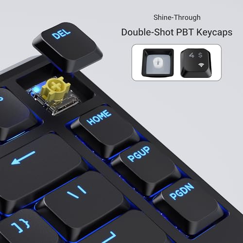 Keychron KJ1 Low Profile Wireless Mechanical Keyboard - 75% Layout Banana Switch, QMK RGB Backlit, 2.4G/Bluetooth/USB-C, Double-Shot PBT Keycaps, 2000mAh Battery, Mac/Win/Linux Compatible - Black - style: Black - Banana Switch