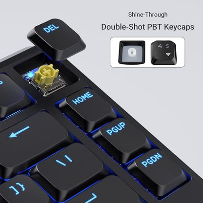 Keychron KJ1 Low Profile Wireless Mechanical Keyboard - 75% Layout Banana Switch, QMK RGB Backlit, 2.4G/Bluetooth/USB-C, Double-Shot PBT Keycaps, 2000mAh Battery, Mac/Win/Linux Compatible - Black - style: Black - Banana Switch