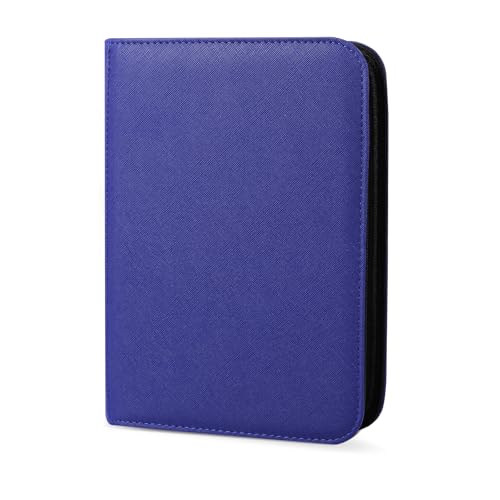 4 Pocket Trading Card Binder, Ringless Card Binder with Zipper for TCG and Sport Cards Collections, Holds 160 Cards with Side-Loading Pages, Blue - color: 2.Blue - 4 Pocket - 160 Slots