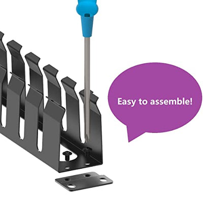 2 Pack of All Metal 1U Cable Manager with 12 Big Finger Slots | Cable Management Horizontal Rack Mount for 19-inch Server Rack or Cabinet