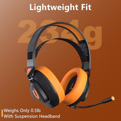 Jeecoo G90 Gaming Headset with Microphone for PC PS4 PS5 - Low-Latency 2.4G Wireless & Bluetooth V5.3, Superb Stereo Sound, Lightweight & Comfortable Over-Ears Gaming Headphones (Not for Xbox)