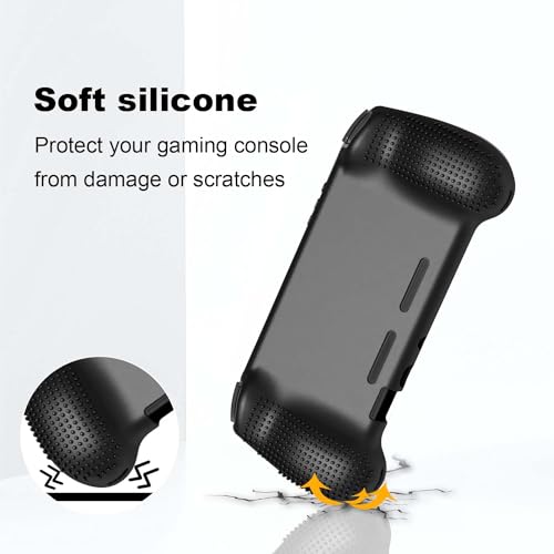 Silicone Protective Case for RG556, Only Compatible with Anbernic RG 556 Handheld Game Console Anti-Scratch Washable Soft Skin Case (Black) - color: Black