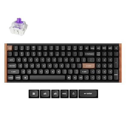 Keychron K4 HE 96% Wireless Hall Effect Keyboard with Number Pad, Rapid Trigger Magnetic Switches, QMK Launcher, 2.4GHz/Bluetooth/Wired, Mac & Windows, Wood Accent Frame, Black (Non-Shine-Through) - color: Special Edition Black