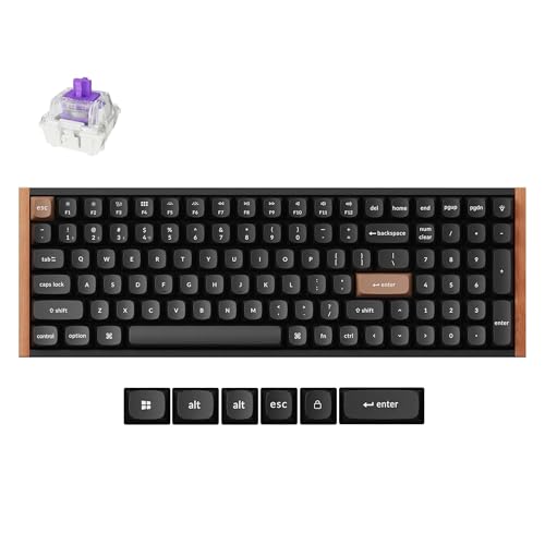 Keychron K4 HE 96% Wireless Hall Effect Keyboard with Number Pad, Rapid Trigger Magnetic Switches, QMK Launcher, 2.4GHz/Bluetooth/Wired, Mac & Windows, Wood Accent Frame, Black (Non-Shine-Through) - color: Special Edition Black