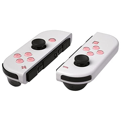 eXtremeRate Replacement Two-Tone Jelly Buttons for JoyCon, Pale Red & Clear w/Symbols Custom Controller ABXY Direction Home Capture + - Keys, DIY Action Face Buttons for Nintendo Switch & Switch OLED - color: Pale Red & Clear