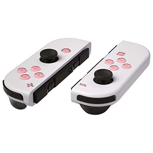 eXtremeRate Replacement Two-Tone Jelly Buttons for JoyCon, Pale Red & Clear w/Symbols Custom Controller ABXY Direction Home Capture + - Keys, DIY Action Face Buttons for Nintendo Switch & Switch OLED - color: Pale Red & Clear