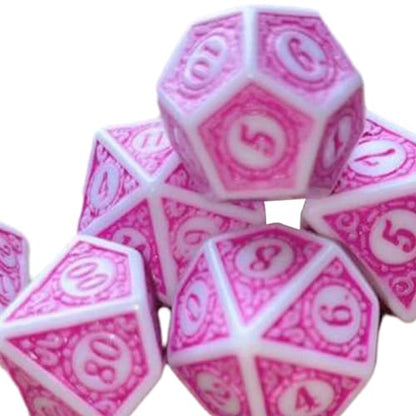 harayaa 7 Pieces Polyhedral Dice Set Multi Sides Dices Game Dices Resin Dices Counting Dices Acrylic Structure Suitable for Classroom Role Playing Par, Pink