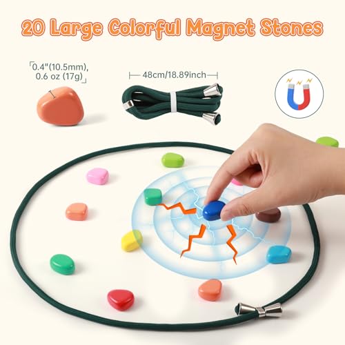 ESENHARBER Magnet Game with String, 20 Colorful Magnet Stones for Family and Party, Magnetic Chess Game