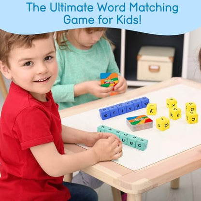 Edulok Word Race Cube - Preschool Wooden Alphabet Letter Blocks & Phonics Matching Games - CVC Word Learning Toys