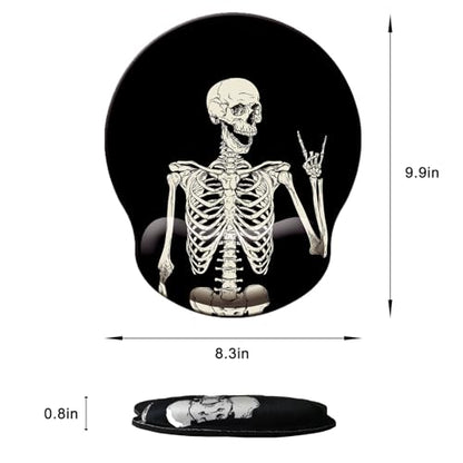 Mouse Pad with Wrist Support, Ergonomic Mouse Pad with Memory Foam Wrist Rest Cushion, Non-Slip Rubber Base Gaming Mice Pad for Home Office Computer Laptop, Human Skeleton - color: L-human skeleton