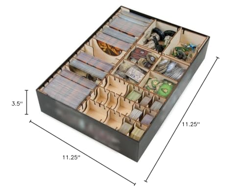 Wooden Game Organizer Compatible with Mage Knight Board Game – 5 Removable Trays for Cards and Tokens, Shades of Tezla, Krang and Lost Legion, Laser-Cut Birch – The Broken Token