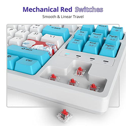 75 Percent Mechanical Gaming Keyboard, 87 Keys RGB Backlit Wired Keyboard TKL Compact Keyboard with Linear Red Switches for Laptop PC PS4 PS5 Xbox Gamer(87 Sea) - color: 87 Sea/red swicth