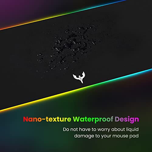 BladeHawks RGB Gaming Mouse Pad Extra Large Extended 31.5x12 Inch-Black | LED mouse pad with 14 lighting modes, covers keyboard & mouse, anti-slip rubber base, waterproof surface, USB powered - color: Black
