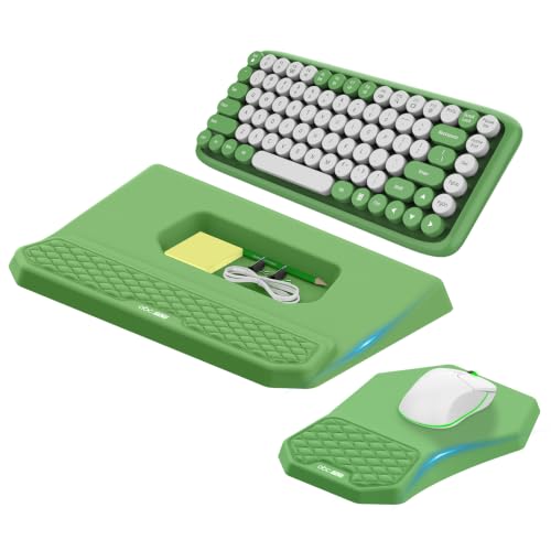 Ergonomic Wrist Rest with Keyboard Stand and Mouse Pad for Easy Typing | Keyboard Holder with Storage Slot, Mousepad for Carpal Tunnel Pain Relief with Massage Bulge and Slow Rebound Memory Foam - color: Green
