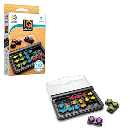 SmartGames IQ Arrows | Boost Planning and Problem Solving Skills | 120 Challenges from Easy to Expert | Great for Ages 7 - Adult | A Fun Travel Game in a Portable Case - style: Compact