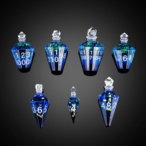 7PCS Potion DND Dice Set,Transparent Sharp Edge Dice Set D&D RPG Polyhedral Dice,for Dungeons and Dragons TTRPG Games Roleplaying Games.(Blue Silk with Scale) - color: Blue Silk With Scale