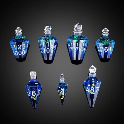 7PCS Potion DND Dice Set,Transparent Sharp Edge Dice Set D&D RPG Polyhedral Dice,for Dungeons and Dragons TTRPG Games Roleplaying Games.(Blue Silk with Scale) - color: Blue Silk With Scale