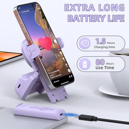 MILOUZ Remote Control Scrolling for Tiktok with Phone Stand,Page Turner for Kindle App E-Book,Bluetooth Camera Shutter Remote for iPhone, Android,iOS,iPad,Tablet (Purple) - color: Purple