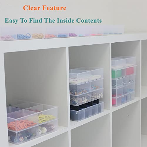 2 Pack Fixed 6 Grids Clear Plastic Organizer Sorting Tray with Large Compartment, Transparent Storage Divider Box Container Case for Hardware, Craft, Sewing Kit, Office Supplies, Small Parts - size: Fixed 6 Grids