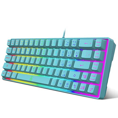 Snpurdiri 65% Membrane Gaming Keyboard, RGB (68 Keys,Blue) | Compact Wired Small Gaming Keyboard for PC/Mac Gamer, Typist, Travel, Easy to Carry on Business Trip - color: Blue