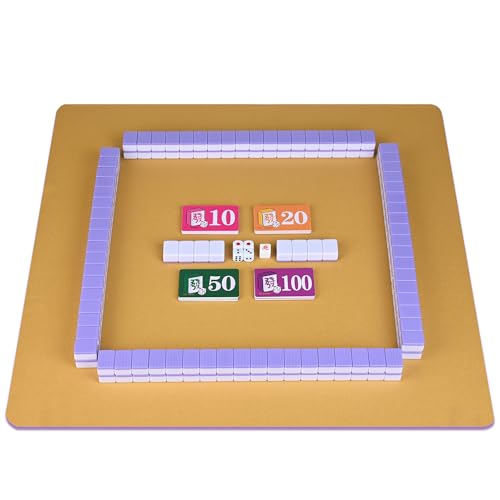 Chinese Small Mahjong Set, 144 Numbered Melamine 1.17" Size Tiles(Purple) and 8 Blank Tiles, with Carrying Travel Bag, English Instruction, Mahjong Mat, Pro Complete Mahjongg Game Set (Majiang) - color: Purple, size: 1.17 in