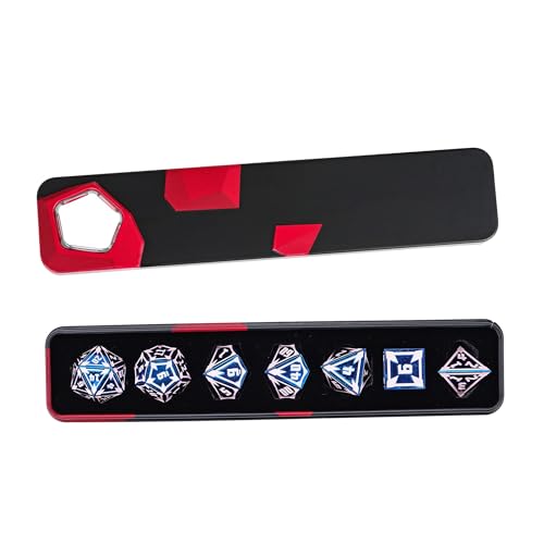 UDIXI Metal Dice Set D&D Heavy Metallic DND Dice Set for Board Game (Blue) | 7-Pieces, Lozenge Pattern, Zinc Alloy Material, Gorgeous Gift Case, DM Gift, for Dungeons and Dragons Role Playing Games - color: Blue