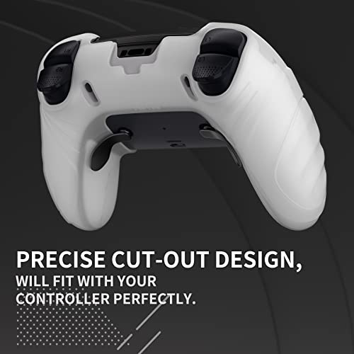 PlayVital Guardian Edition Anti-Slip Ergonomic Silicone Cover Case for ps5 Edge Controller, Soft Rubber Protector Skin for ps5 Edge Wireless Controller with Thumb Grip Caps - Clear White - color: Clear White
