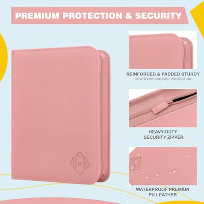Toploader Binder,4-Pocket Side Load Trading Card Album, Holds 128 Cards | Top Loader Binder with Double-Sided Pockets for MTG, Sports Cards, Top Loader Storage（4 Pink） - color: 4Pink4