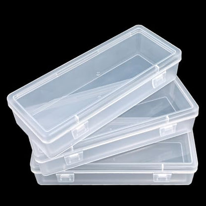8 Pieces Rectangular Empty Mini Clear Plastic Organizer Box | 6.5 x 2.56 x 1.38 Inch, Hinged Lids, For Small Items, Craft Projects - size: 165 x 65 x 35 mm