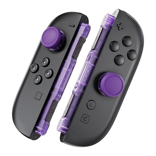 eXtremeRate Replacement 3D Joystick & Thumb Grips & Side Rail Shell Buttons for Nintendo Switch 2 JoyCon, Console Rail Stickers Left Right Analog Thumbsticks Caps for Switch 2 - Clear Atomic Purple - color: Clear Atomic Purple