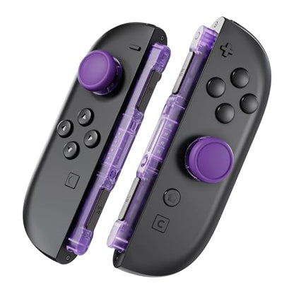 eXtremeRate Replacement 3D Joystick & Thumb Grips & Side Rail Shell Buttons for Nintendo Switch 2 JoyCon, Console Rail Stickers Left Right Analog Thumbsticks Caps for Switch 2 - Clear Atomic Purple - color: Clear Atomic Purple