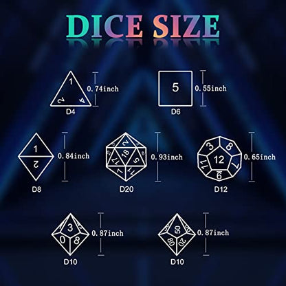 Metal Dice Set, HNCCESG Polyhedral D&D Dice for Dungeons and Dragons RPG DND Dice for Role Playing MTG Tabletop Gaming Shadowrun Pathfinder 7PCS D20 D12 D10 D8 D6 D4（Antique Copper） - color: Antique Copper