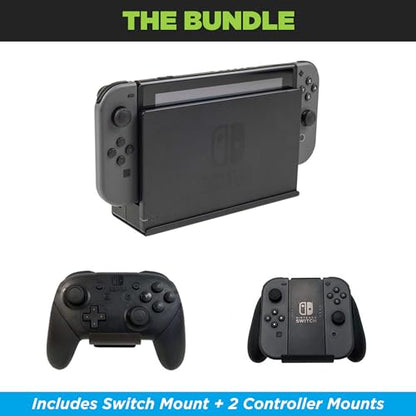HIDEit Switch Mount - Wall Mount for Nintendo Switch and (2) Controller Mounts - Made in USA - size: Bundle: Mount + (2) Uni-C