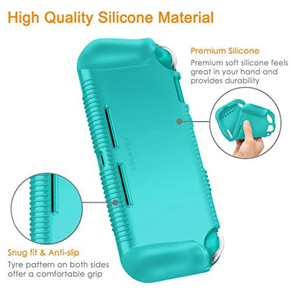 FINTIE Soft Silicone Protective Case for Nintendo Switch Lite 2019 | Ergonomic Grip, Anti-Slip, Shock-Absorption & Anti-Scratch, Lightweight Grip Case Cover, Turquoise - color: Turquoise