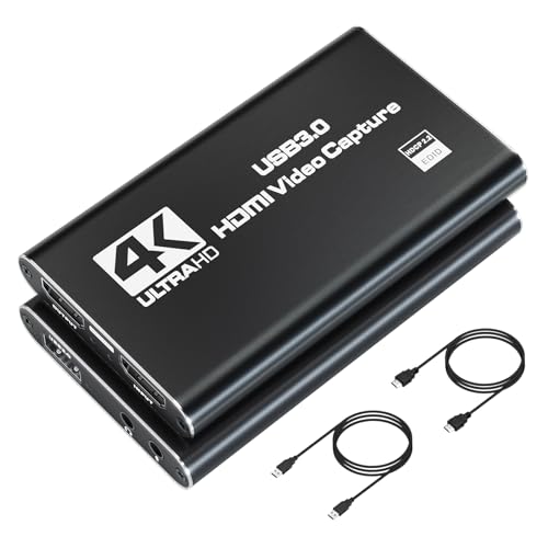 4K HDMI Capture Card for Streaming, Full HD 1080P 60FPS Capture USB 3.0 Audio Video Capture Card,for Switch/PS4/PS5/Xbox, Plug and Play, Works on Laptop, PC, Mac