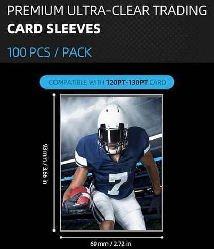 Ultra Clear Soft Penny Sleeves - 100pcs Standard Size Trading Card Protectors, Fits 120-130PT Cards, Acid-Free PVC-Free Card Sleeves for Collectors, Sports & Outdoors - size: 69×93mm (2.72"×3.66")