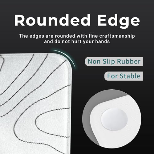 Hard Gaming Glass Mouse Pad with White Topographic Design, Large 410mm*310mm Mouse Mat, Unique Professional Glass Surface for Enhanced Precision and Speed - color: White(Topographic)