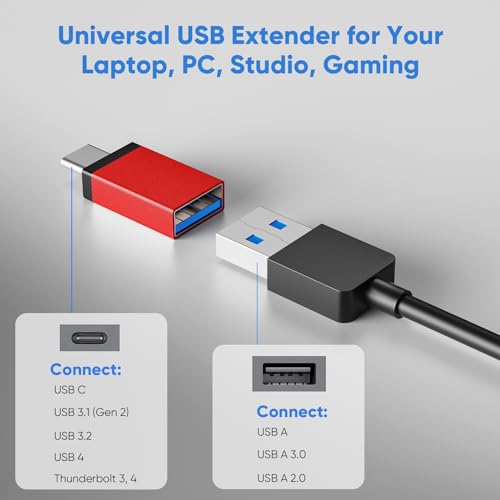 USB Splitter for Laptop, Laptop USB Port Expander, USB Hub Adapter Red | Laptop USB Port Expander, USB Hub Adapter for PC, MacBook Pro, Mac Air, Surface, Flash Drive, SSD, Gaming - size: Red A+C to 4 USB