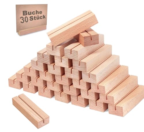 31Pcs Wooden Place Card Holders, Wood Photo Picture Card Holders for Weddings Banquets and Parties, Beech Table Number Holder Stands, Wood Menu Holder for Restaurants (31 Pcs-2.8mm Slots) - size: 31 Pcs-Slots 2.8 mm